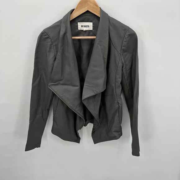 BB Dakota Faux Leather Lillian Blazer Jacket in Charcoal // S - Picture 1 of 10